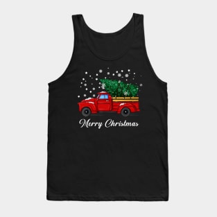 Merry Christmas Retro Vintage Red Truck Tank Top